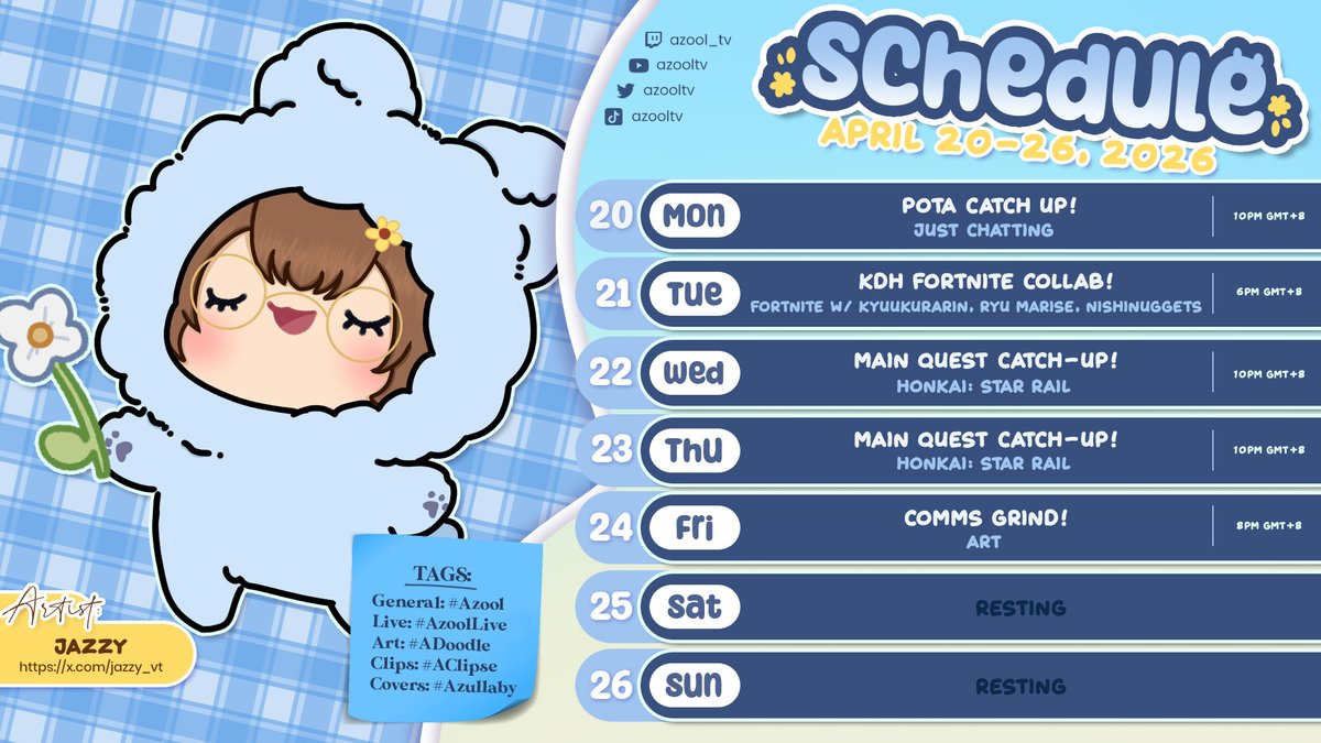 🌻𝑺𝑻𝑹𝑬𝑨𝑴 𝑺𝑪𝑯𝑬𝑫𝑼𝑳𝑬 🌻 ╰┈ April 20-26, 2026 thank you for waiting niblings ...