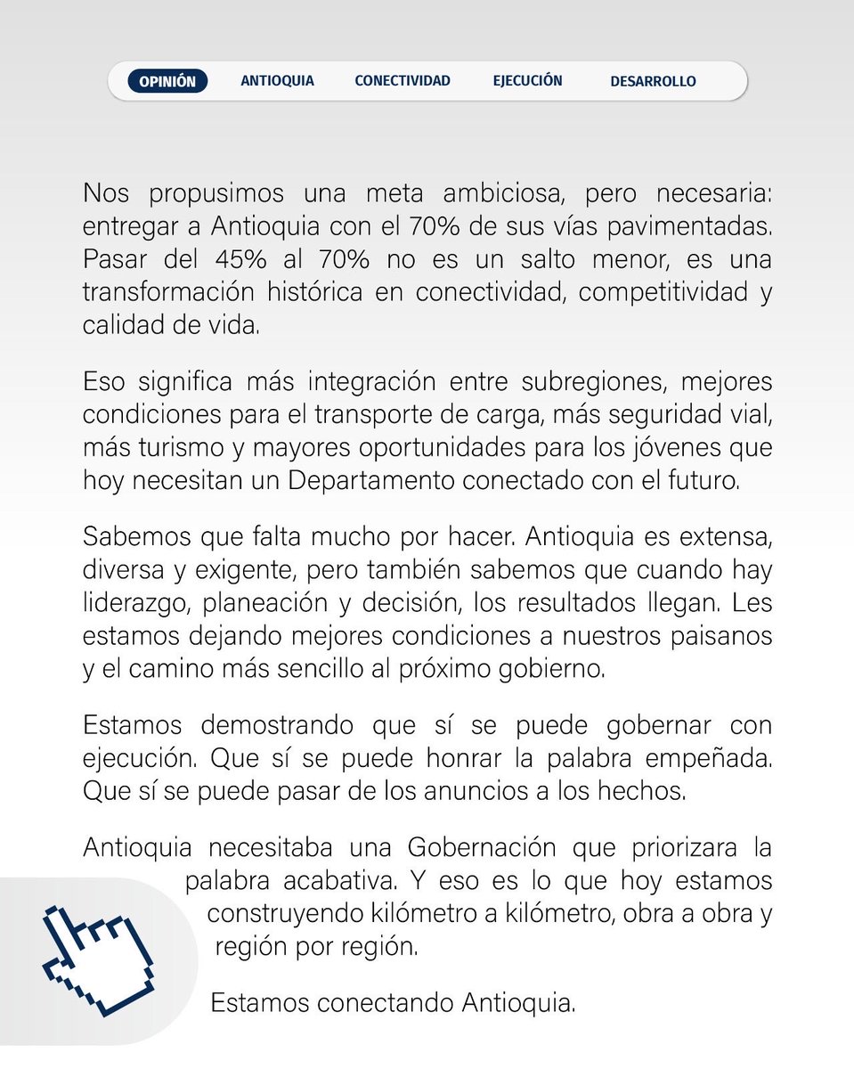 GallonHoracio's tweet photo. Antioquia necesitaba una Gobernación que priorizara la palabra “acabativa”
@GobAntioquia @AndresJRendonC @ObrasAntioquia https://t.co/BumiUKiyrT