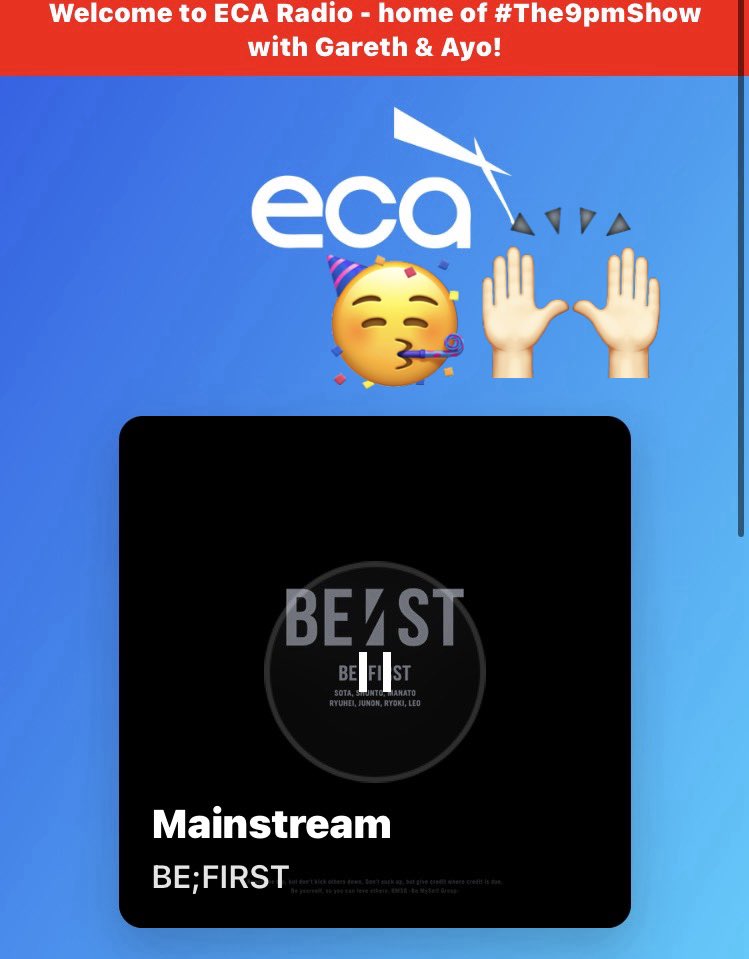 _BESTY358's tweet photo. @The9pmShow @BEFIRSTofficial @ECARadio @GarethBayard 🇬🇧@ECARadio📻 #ECARadio
@The9pmShow 
DJ @GarethBayard san
@NaijaBird san

Thank you for playing "Mainstream🗼" by BE:FIRST for the first time on #The9pmShow.
((٩( * ॑˘ ॑*  ) ۶))
@BEFIRSTofficial 
#BEFIRST #BF_Mainstream
🗼 https://t.co/uN6fl8YdKR
4/20JST5:26 https://t.co/1jK1jW1lg9
