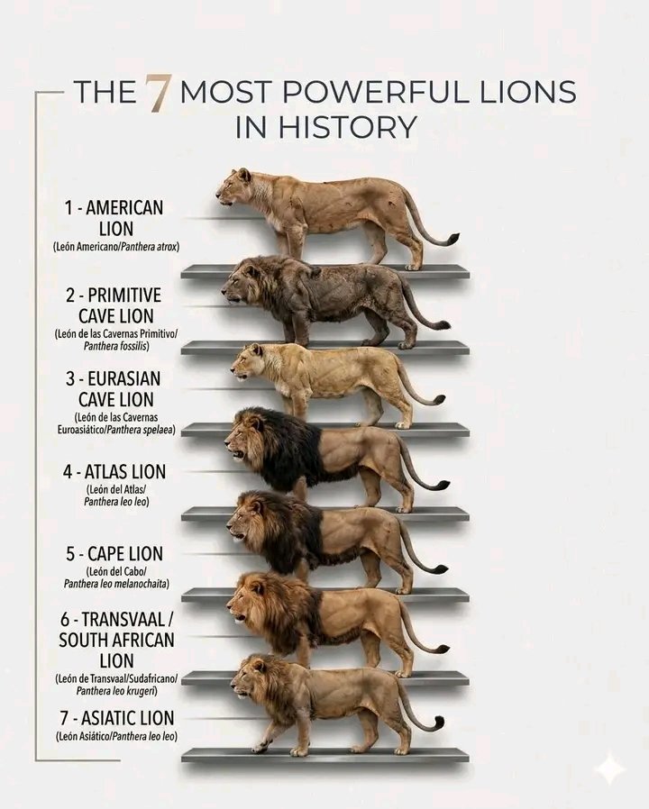 AmazingMrB57544's tweet photo. @TheeDarkCircle Discover the 7 most powerful lions in history — from the mighty American Lion to the legendary Asiatic Lion. Ranked from largest and most formidable to the surviving subspecies today.
#Lions #BigCats #animallife #NatureEducation #ExtinctAnimals #AsiaticLion #AmericanLion https://t.co/FwLDUJ7ca9