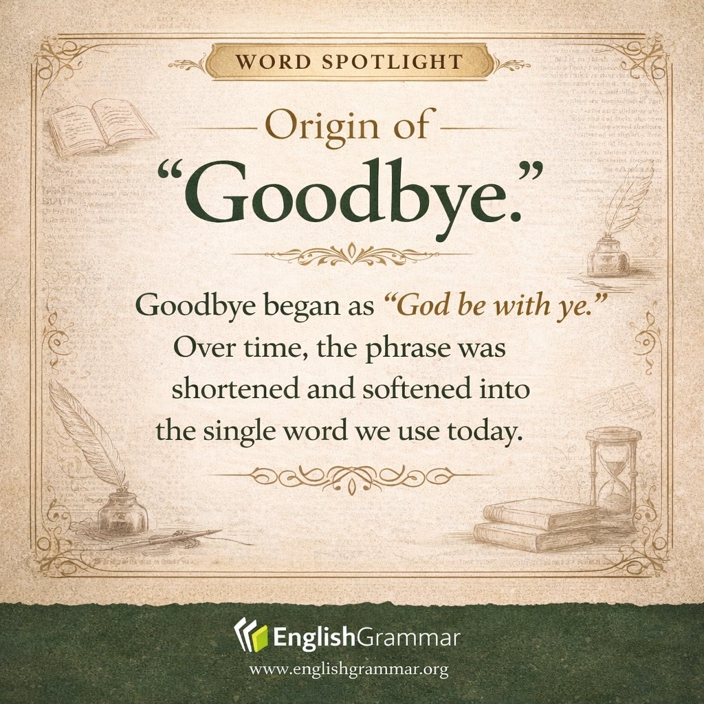 GrammarUpdates's tweet photo. Why “goodbye” used to be a blessing https://t.co/bQci82gFR2