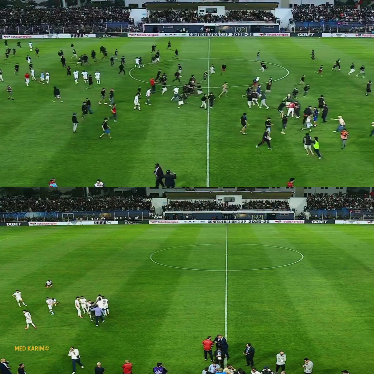 andalusiaBML's tweet image. Regrettable incidents in the match between AS Safi and USM Alger: pitch invasion and assaults against visiting players and fans.
Following the incidents in Africa, this event happens again in a country that aspires to host the World Cup alongside Spain.
#spain #caf #şampiyon