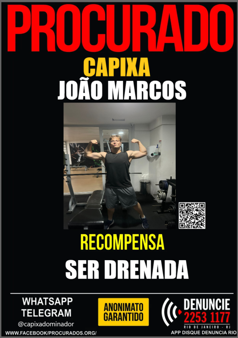 URGENTE! A POLÍCIA DO RIO DE JANEIRO ESTÁ MOBILIZADA PARA ENCONTRAR ESTE HOMEM.

JOÃO MARCOS, VULGO "CAPIXA" TEM FEITO DIVERSOS VIADOS DE VÍTIMA NOS ÚLTIMOS 4 MESES E A POLÍCIA ESTIMA QUE A FORTUNA FEITA POR ELE BEIRA OS 30 MIL R$. AINDA DE ACORDO COM A POLÍCIA, O CAPIXA TIRA