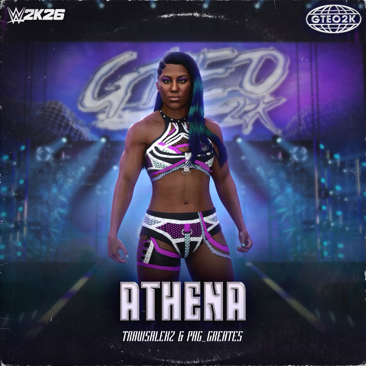 travisalekz's tweet image. Just uploaded our version of #ROH\#AEW's Athena for #wwe2k26 as part of the @GTEO2K project.

It's a collab with @PAC_Creates 
Moveset by @Dre41Gaming 
Upload card by @henry_finch 

tags are travisa, paccreates, gteo2kroh