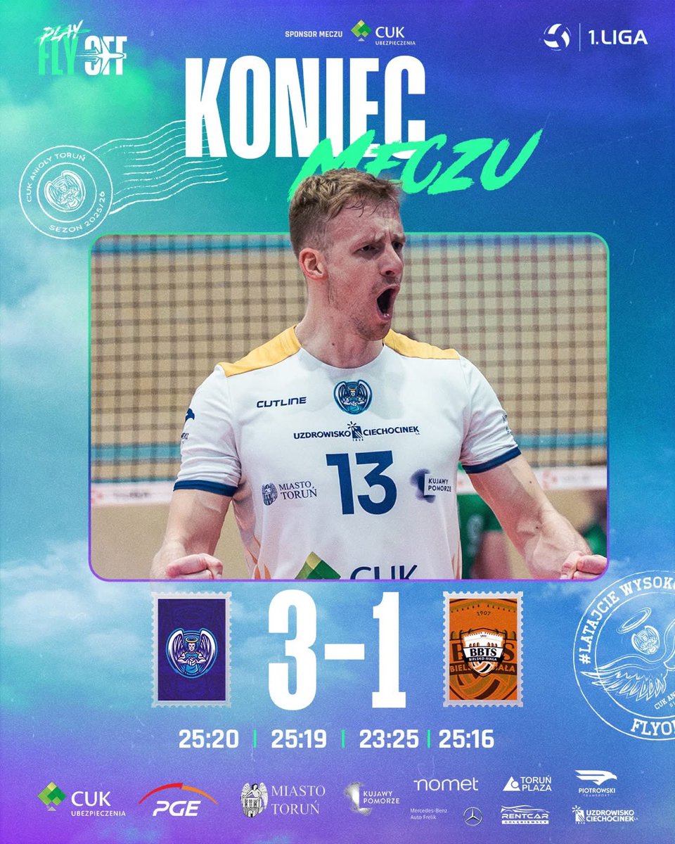 AniolyTorun's tweet photo. 👼🏐 Panie i Panowie, Panowie i Panie… WYGRYWAMY MECZ NUMER 1 Z BBTS BIELSKO-BIAŁA! 🔥

Pierwszy krok zrobiony i to w jakim stylu! 🤩

Mecz rewanżowy już w najbliższy czwartek o 17:30. LECIMY PO MARZENIA! 

Sponsorem meczu był CUK Ubezpieczenia

#LatajcieWysoko #JeszczeWyżej https://t.co/sPqsGhjNMq