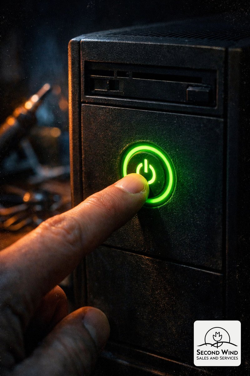 Second_Wind_S_S's tweet image. Ever feel like your tech is acting possessed? Before we perform micro-surgery here at the basement sanctuary, try the magic spell: off and on again. It solves 90% of tantrums and 100% of my sanity. The Second Wind promise: sometimes it really is that simple. #TechHumor