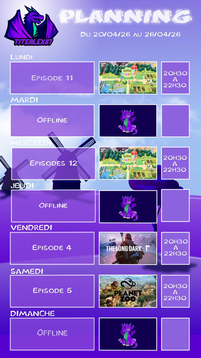 AlexClnc's tweet photo. 214ème planning ! #Pokopia #Pokemon #TheLongDark #PlanetZoo
https://t.co/BdNXstXtfz https://t.co/UouMNxiynl