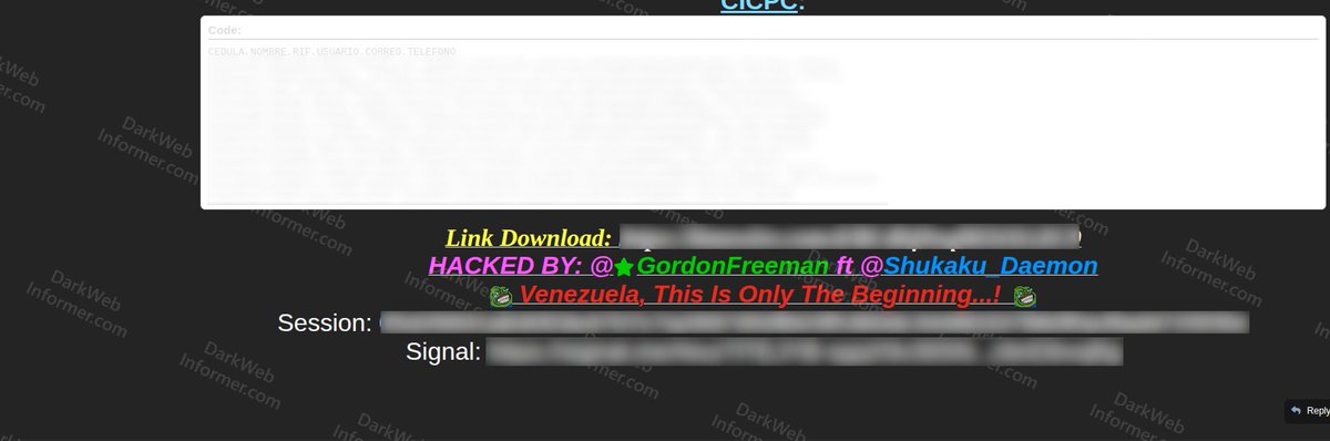 ‼️🇻🇪 SEBIN and CICPC, Venezuela's Bolivarian National Intelligence Service and Scientific, Penal and Criminal Investigation Corps, have allegedly had officer roster data leaked for free on a popular cybercrime forum, with approximately 25,000 records covering intelligence and