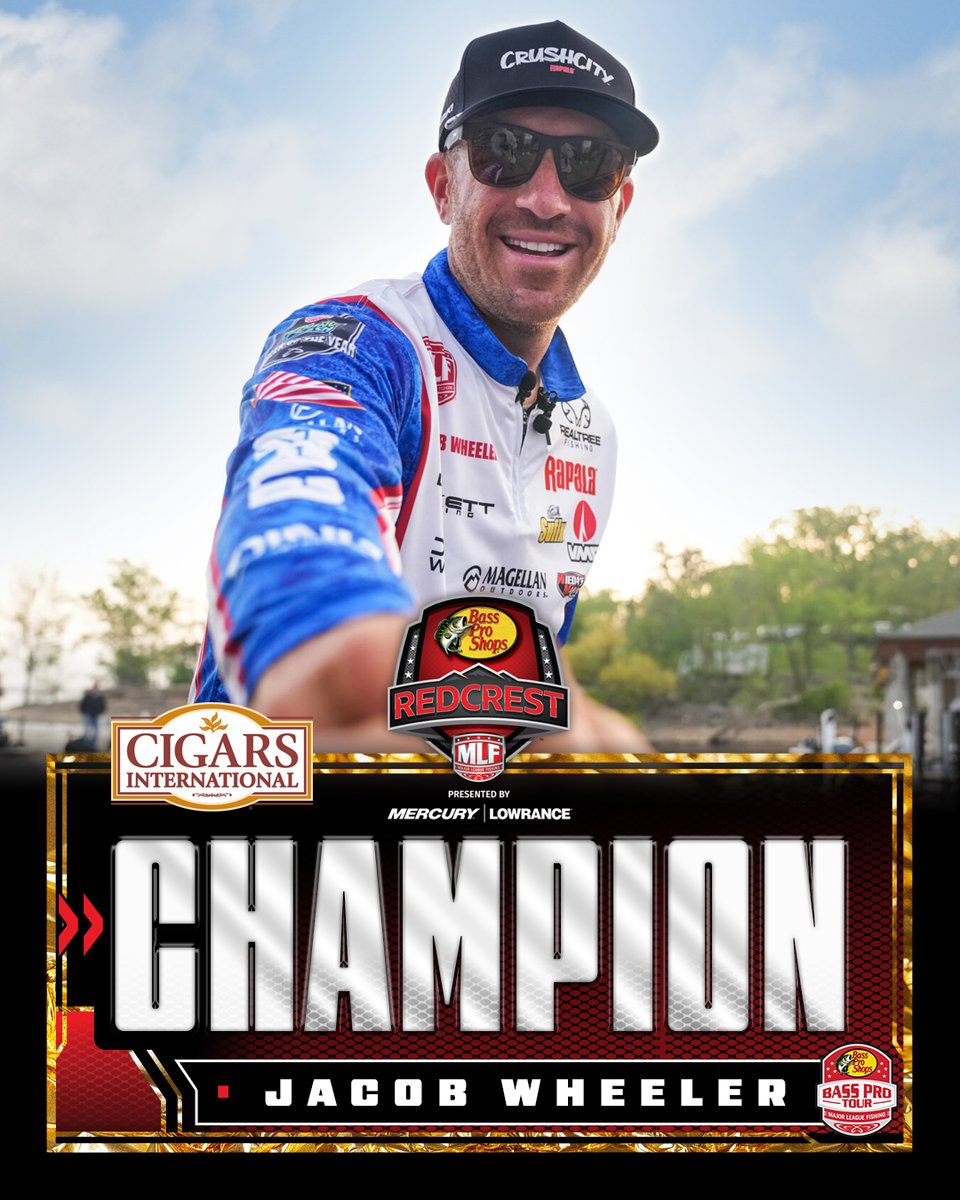 🚨WHEELER DOES IT 🚨

Four-time <a href="/BassProShops/">Bass Pro Shops</a> Bass Pro Tour Angler of the Year Jacob Wheeler has earned his first REDCREST victory! Wheeler, winner of 11 regular-season BPT events and a BFL All-American and Forrest Wood Cup can now check Bass Pro Shops REDCREST Presented by