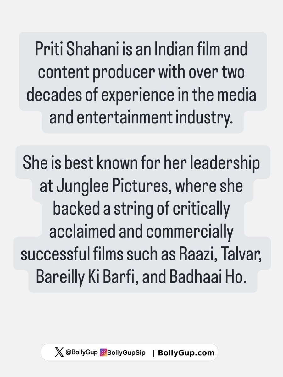 BollyGup's tweet image. Rumor has it that Priti Shahani is gearing up to take charge of Birla Studios. 
An official announcement is expected to be made in the coming weeks.
After Pritwish Ganguly, this seems to be solid addition to #BirlaStudios