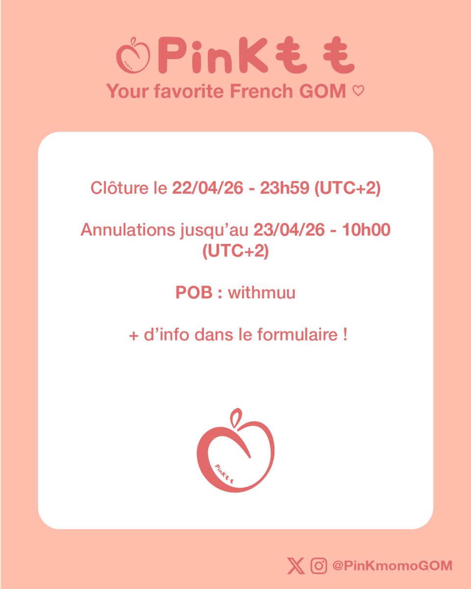 PinKmomoGOM's tweet photo. [#CG] #XdinaryHeroes DEAD AND
POB withmuu

🍑 ~18,19€ + fdp France > France / RMP
🍑 Clôture : 22/04/26 - 23h59 (UTC+2)
🍑 RT appréciés

Formulaire et + d'info👇 https://t.co/6hscxd3Aql