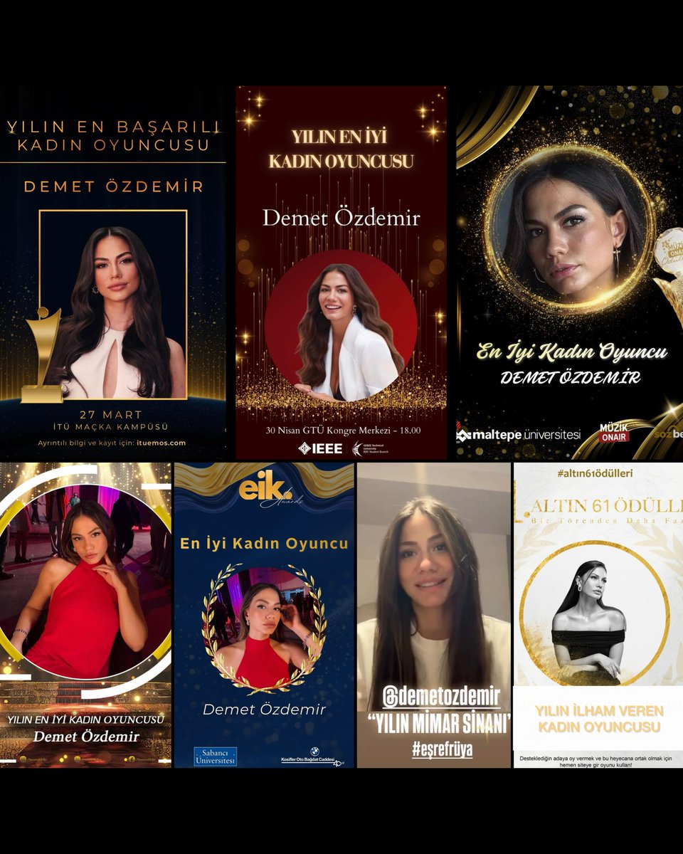 #EşrefRüya dizisinde canlandırdığı Nisan karakteriyle sezona damgasını vuran #DemetÖzdemir 2025-2026 yıllarında sergilediği başarılı oyunculuğu ile üniversite gençliği ve sosyal medya kullanıcıları tarafından bir çok ödüle layık görüldü🏆🌟

1- Sabancı Üniversitesi EİK Awards “En
