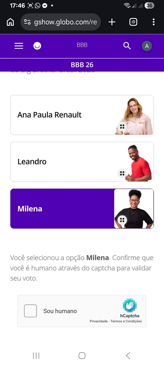 BarbossaSimoes's tweet photo. Eu votando pra Milena continuar na  casa do bbb 26 #bbb26 https://t.co/amUq6jjUV4