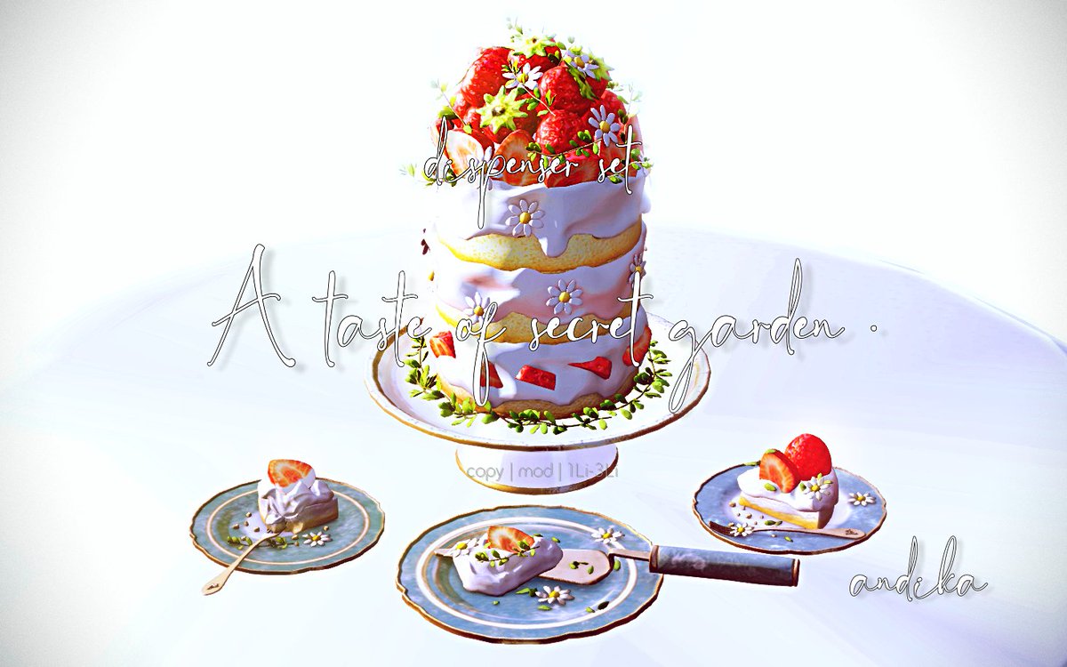 andika0000000's tweet image. Now at Shotgun Popup Events | The Queen's Court ♡
maps.secondlife.com/secondlife/Win…
Inspired by Regency elegance,
“A Taste of Secret Garden” is a soft strawberry cake set with florals and golden details ✧

Now open 🍓 come visit us!

#andika #SecondLife #ShotGunPopupEvents #andikaSweets