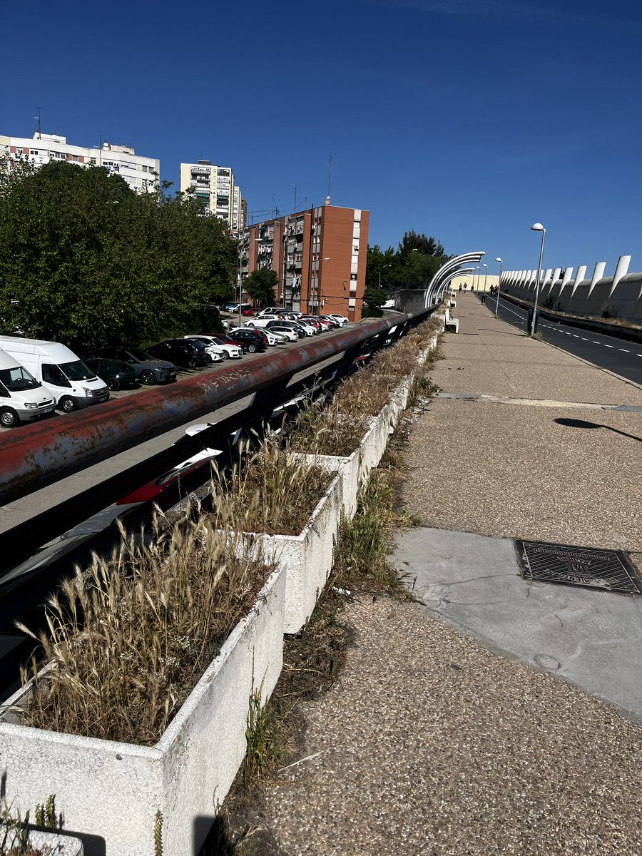 hortalezaexiste's tweet photo. Y así está el anillo ciclista en la calle Míguela del Burgo, que comunica con esa pasarela. Desde que se construyó, el mantenimiento ha sido nulo. https://t.co/x56I0S2D6g