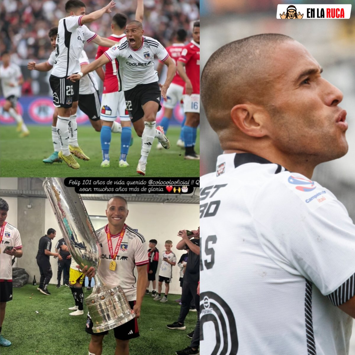 enlarucacl's tweet image. MÁS SALUDOS PARA EL ALBO PARTE 2 🏁 | Barti, Yastin, Vicho, Paiva, Boga, Chamagol, entre otros, no quisieron quedarse fuera de los 101 años del Cacique y dejaron sus saludos en redes sociales 📲

Más de un siglo entregándole alegrías al pueblo 🖤🤍 #VamosColoColo 🤟🏻