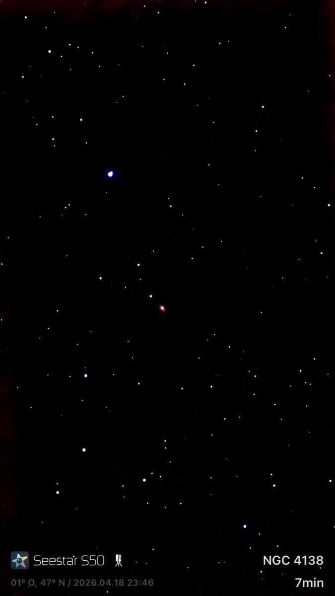 ahenk75's tweet image. NGC 4138, a Lenticular Galaxy, 52 million ly away in Canes Venatici. Known to host two counter-rotating stellar disks. Img w/ @zwoastro #Seestar S50 on  April18, 2026 aanda.org/articles/aa/ab… #Space #Astronomy