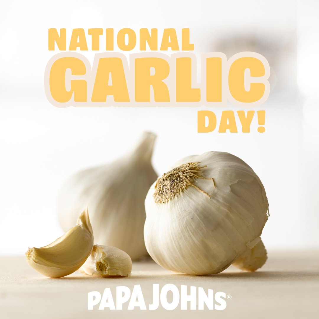 Garlic lovers, rejoice! It's National Garlic Day! 🍕🧄 🎉 Pizza, wings, knots, breadsticks, and that irresistible garlic sauce…celebrate it right. papajohns.com

#NationalGarlicDay #PapaJohnsPugetSound #GarlicSauce
