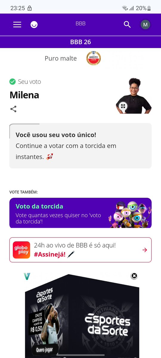 Não foi por falta de eu avisar. Assim que a votação eu fui direto #foramilena 
#BBB26
#Teamrenault