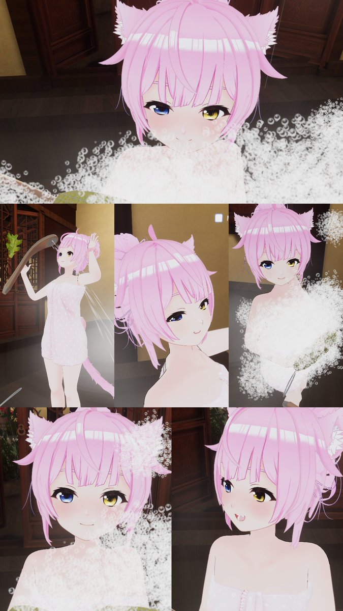 pochikann's tweet image. 中国のお屋敷を模したワールドで撮影会📷
歯ブラシやシャワーの音にASMRになってて面白い
（それぞれ複数写真付きタップ推奨）

モデル：みゃーちゃん(@vr_mya_）
ワールド：四水帰堂 ［Chinese Traditional Courtyard］
#Vtuber #LiveStreaming #VR
#VRchat #Vtuberお探しですか