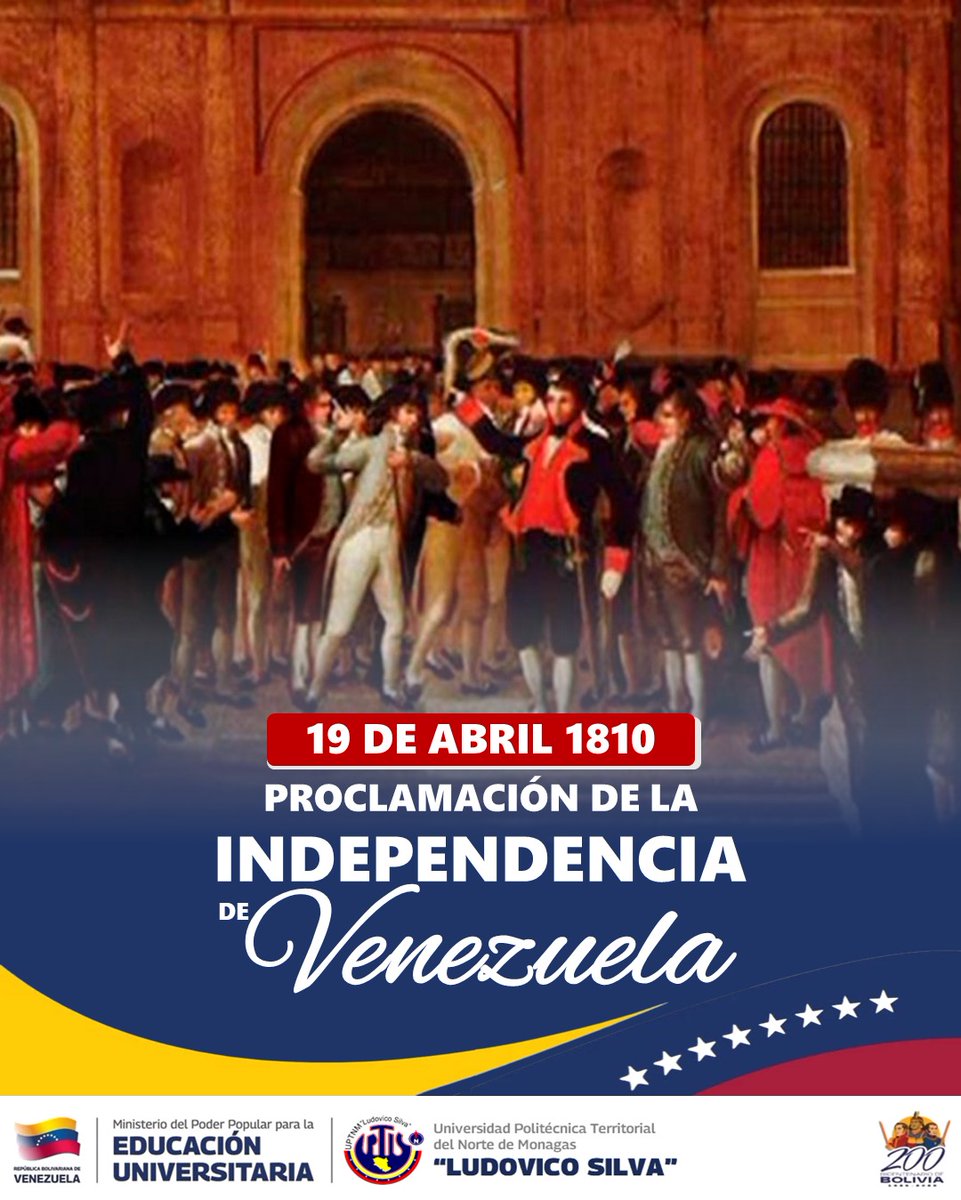 RECTORADOUPTNM's tweet image. ¡Libertad! 🇻🇪 A 216 años del 19 de abril, honor a nuestra historia.

#19deAbril #Venezuela #Independencia #Libertad #Historia #Efemérides