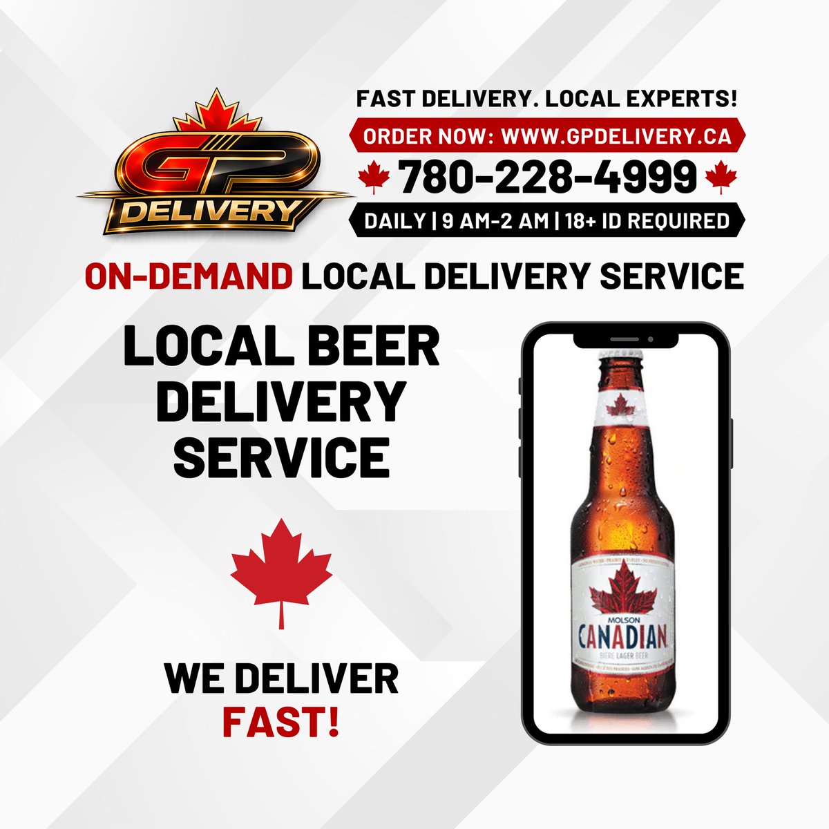 GPDeliveryInc's tweet image. Alcohol delivered fast in Grande Prairie. GP Delivery offers cold beer, liquor, and wine delivered straight to your door with real in-store pricing and no hidden fees.

🌟 FREE DELIVERY in Grande Prairie for online alcohol orders over $50

#GPDelivery #AlcoholDelivery #GPAB