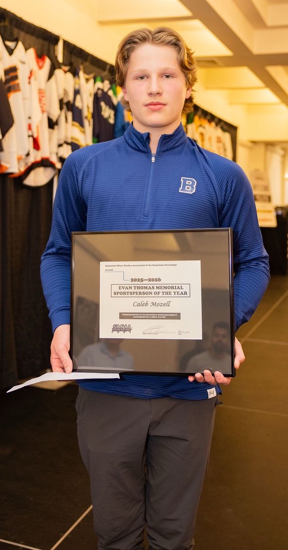 Laurie_13645's tweet photo. A wonderful evening celebrating the 2026 Parade of Champions & Leadership Dinner with @SaskatoonMHA presented by Hamm Latrace Arenas & @scotiabank 
Thank you to the entire SMHA staff for putting on such a fantastic event and for the privilege of presenting Caleb Mozell with the Evan Thomas Memorial SMHA Sportsperson of the Year Award & Scholarship. @ET_Memorial 
It was truly special to recognize Caleb’s outstanding sportsmanship, leadership, & dedication to the game. Moments like these remind us why minor hockey is so important in building character & community.
Congratulations, Caleb! Proud to celebrate you & all the incredible young athletes honoured.
#SMHA #ParadeOfChampions #SaskatoonHockey #Sportsmanship