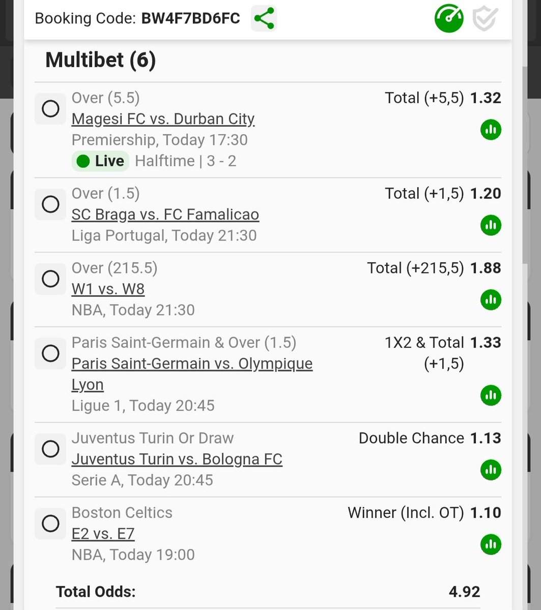 LuckyDoubles's tweet photo. Sunday 2: Live Bet 🚨👋 Mixed games and goals! 🍒
⚽ 4.9+ Odds

👉 Bet Code: BW4F7BD6FC
👉Link: https://t.co/hnbVIZtUFM
#BetwayCodes #picks #SportsBet https://t.co/LMzhphMo1h