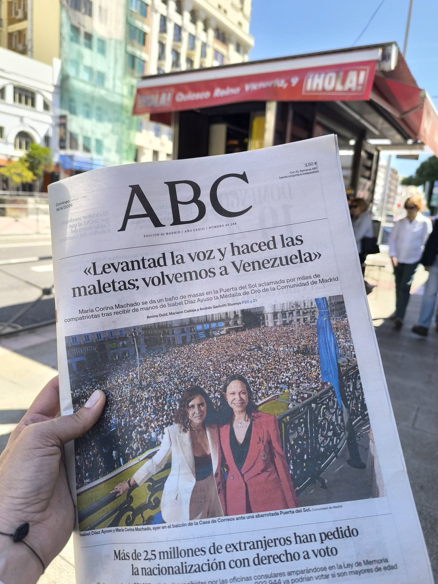 ReporteYa's tweet image. #19Abr #Madrid #MariaCorina 
@MarytaLeon: Primera plana para @MariaCorinaYA en Madrid