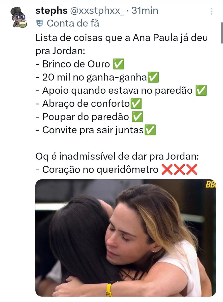 Essa falsa sabe jogar com o público, sabe que se fizer isso vai passar de boa moça, e se outro fizer o mesmo vai ser um perigo para ela.
Me arrependo amargamente de ter torcido para ela no começo.
#RedeBBB #BBB26 #ParedãoBBB