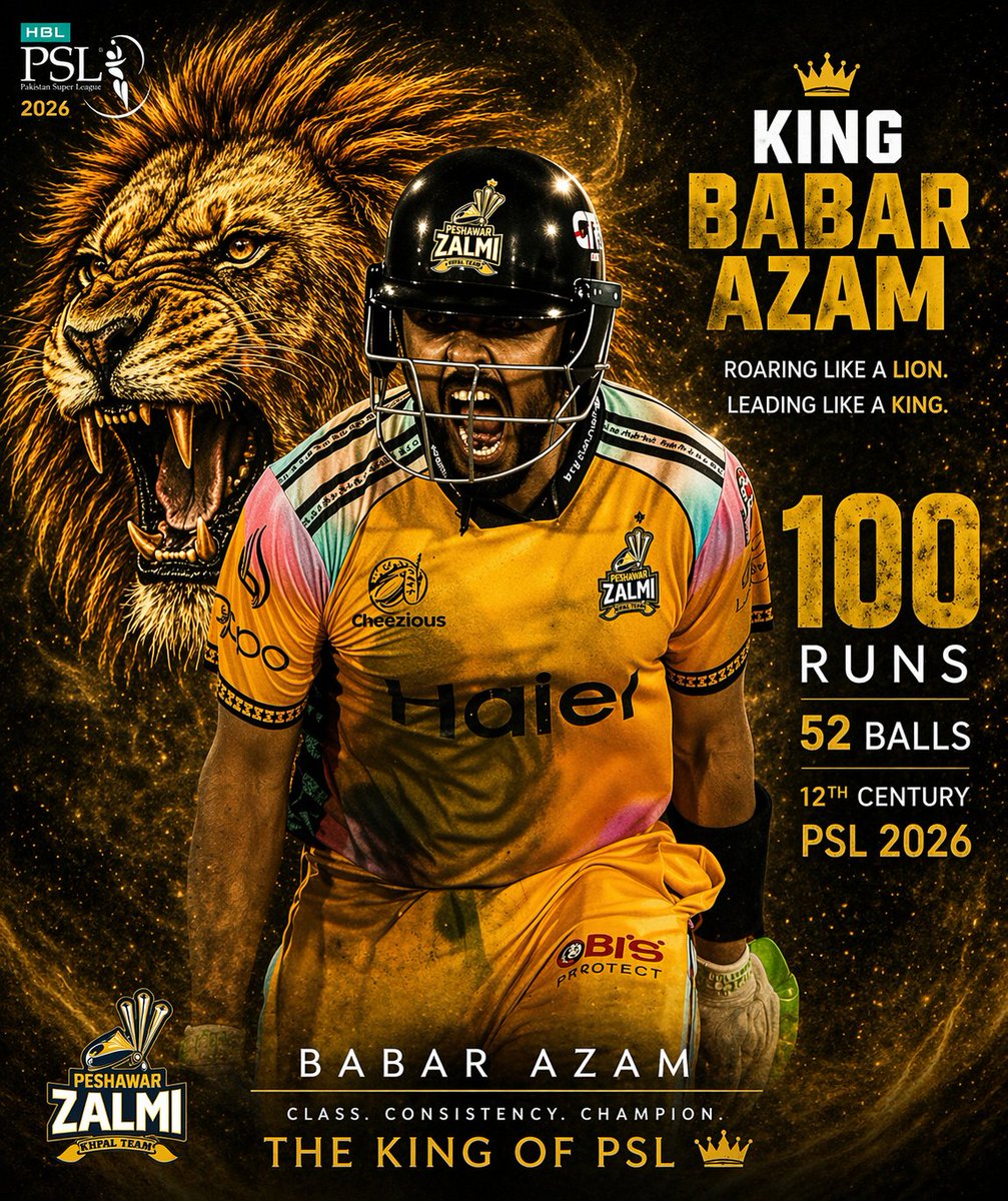 MUMARH90's tweet photo. #BabarAzam The Real King
Another Knock
Roaring like a king
#psl11 #psl2026 #cricket #ipl2026 https://t.co/trKURM5WTL