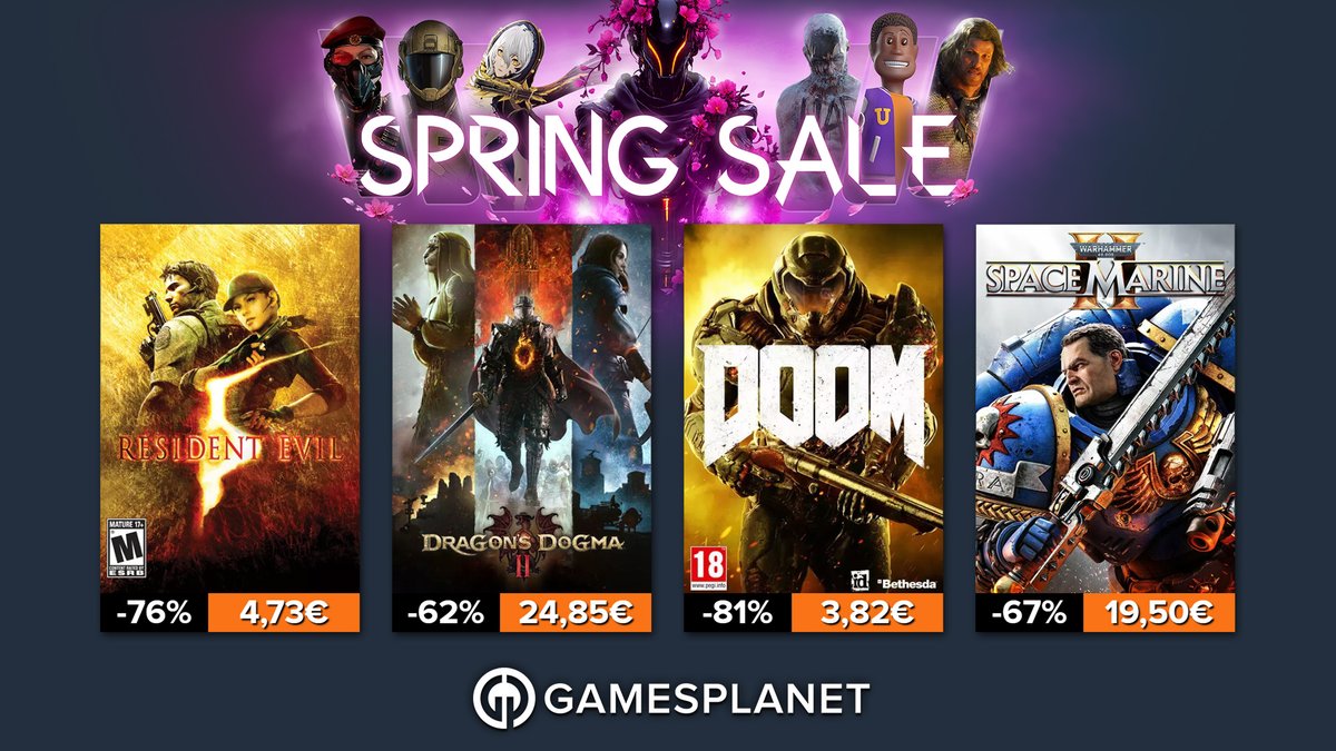 GamesplanetFR's tweet image. Encore valables aujourd'hui, voici quelques highlights de la #SpringSale 🌸  #ResidentEvil ☣️ #DragonsDogma2 #DOOM #SpaceMarine2

🔗 gplnk.com/promo/springsa…