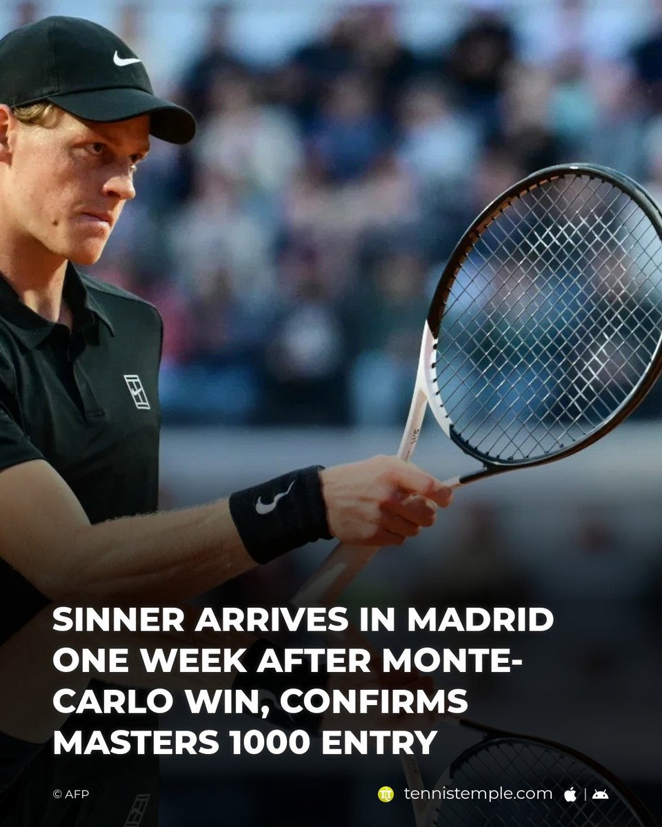 tennistemple_en's tweet image. World No. 1 Sinner Back on Court in Madrid: Preps for Masters 1000 Where He Can Claim Fifth Straight Title #ATPMasters1000 #Madrid #Sinner

🎾 w.tennistemple.com/Pq9GS