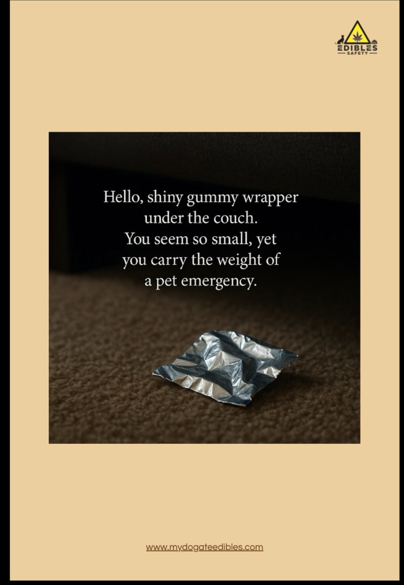 mydogateedibles's tweet image. Hello, shiny gummy wrapper under the couch. You seem so small, yet you carry the weight of a pet emergency.

#dogs #dogsafety #cannabis #edibles #petcare #THC #CBD
mydogateedibles.com