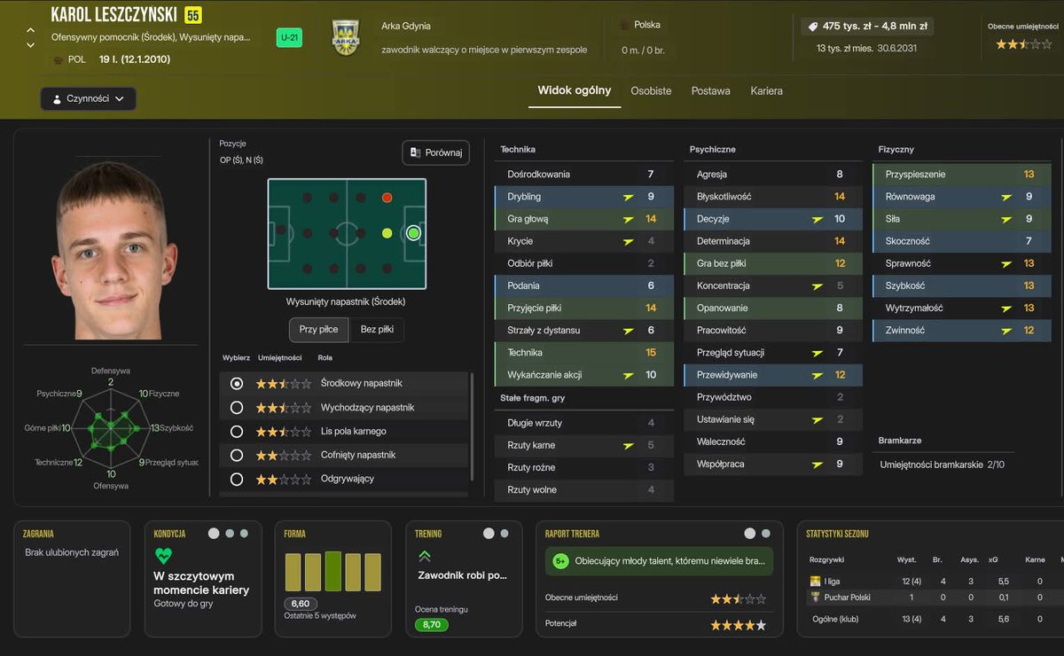 Arka Gdynia to mój kolejny przystanek w drodze, po mam nadzieję, Mistrzostwo Polski. A może klub z którym ten tytuł zdobędę? Zobaczymy. Na razie walczymy o powrót do Ekstraklasy, a pierwsze dwa transfery to moi podopieczni i dobrzy znajomi z Rzeszowa :) #FM26Kariera