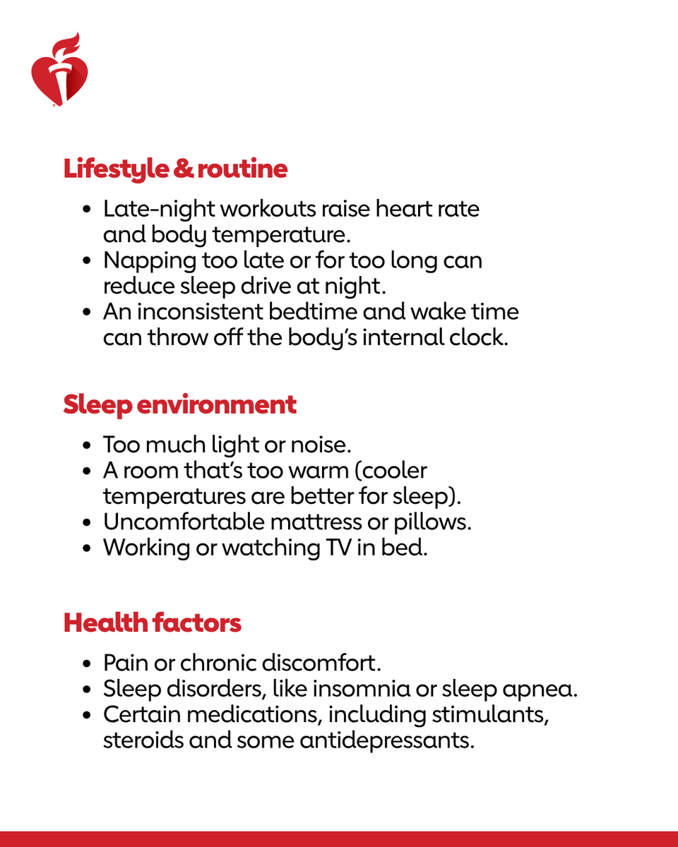 American_Heart's tweet image. Daytime decisions can affect nighttime rest. Consider these reasons you might not be sleeping well.