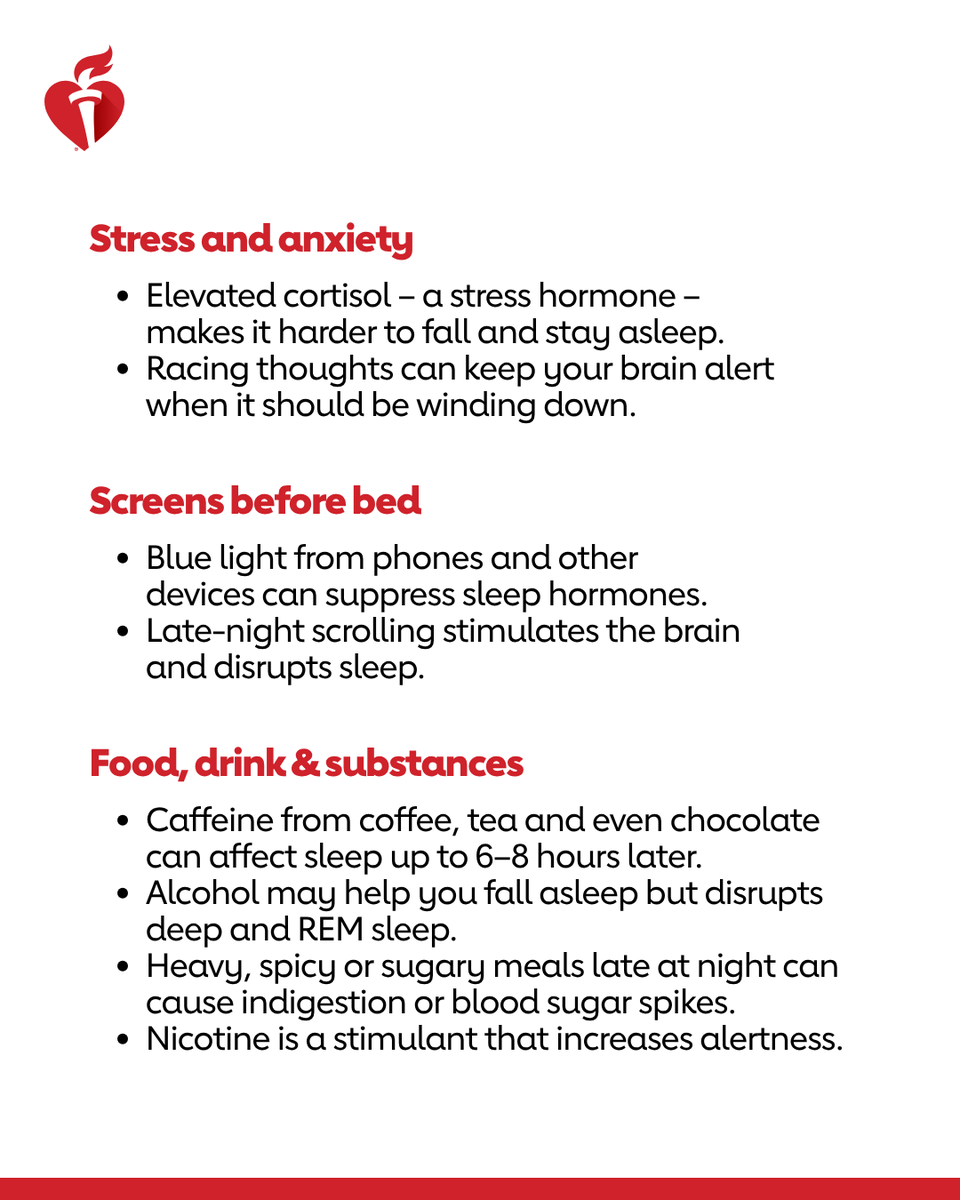 American_Heart's tweet image. Daytime decisions can affect nighttime rest. Consider these reasons you might not be sleeping well.