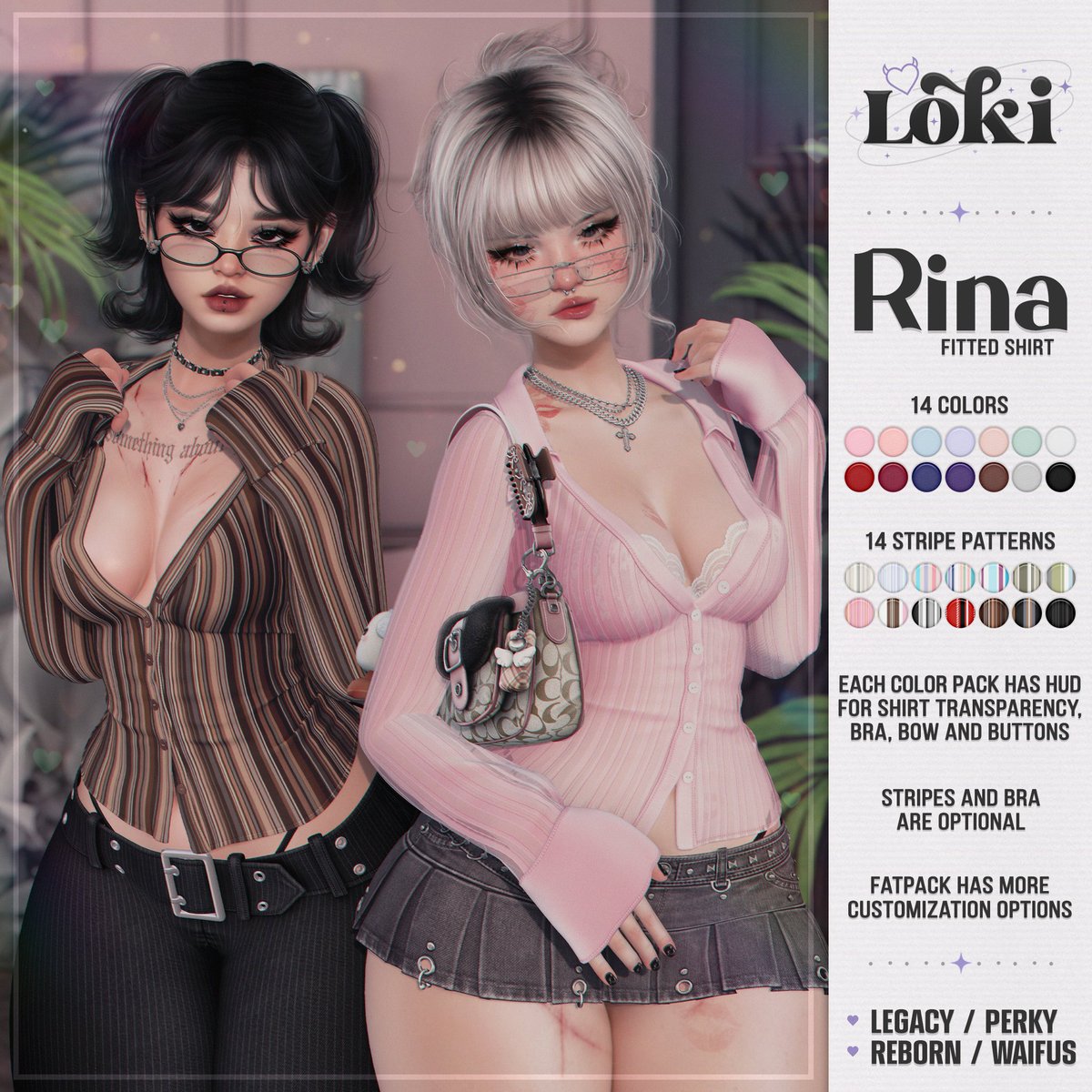 lokistore_sl's tweet photo. Loki ✦ Rina Fitted Shirt

Lewd Station
Opens 20th April at 12PM SLT

✦ Taxi: https://t.co/nii7JkAbCH

✦ More info:
♡ https://t.co/0tM8mwz85H
♡ https://t.co/6rDGb93S1n https://t.co/4t4YevHeMg