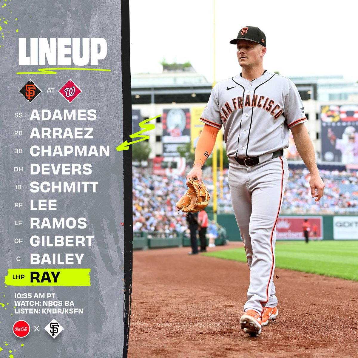 CorduroyPlanet's tweet image. Our #SFGiants go for the #Sweep with @RobbieRay on the hill. First pitch in DC at 10:35 AM/PDT Keep it going Boyz, your attitude &amp;amp; play will take you to the #PostSeason @KNBR @NBCSAuthentic PLAY BALL!