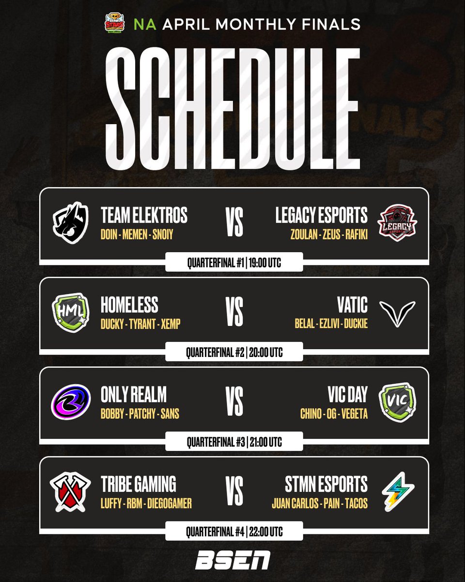 OfficialBSEN's tweet image. In one hour, we’ll kick off the final Monthly Final of the Spring Split - and the stakes couldn’t be higher.

With four teams in the running, North America has two spots to give to Berlin. 🇩🇪

Watch and predict live at event.brawlstars.​com 

#BSC26 #NA