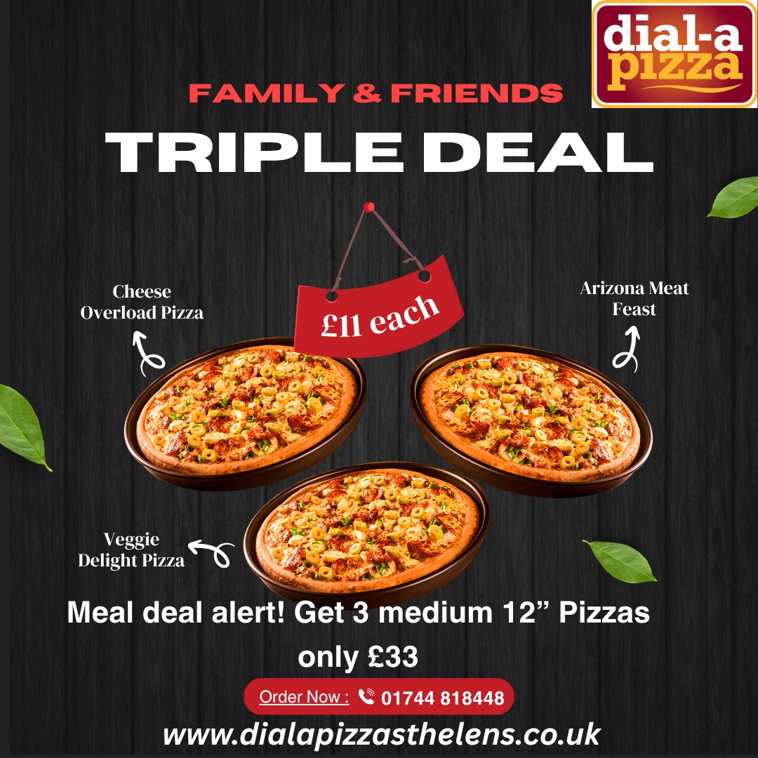 🍕❤️ Bringing families &amp; friends together for 36 years with our Daily Fresh Dough Topped with 100% Pure mozzarella with No added salt, just pure goodness Delivered! 
Order now and taste the difference. 
01744 818448
online dialapizzasthelens.co.uk
#FamilyRunBusiness #sthelensproud