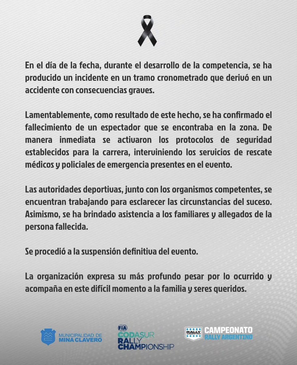 Una lastima que el rally termine asi, lo que debio ser una fiesta 😢