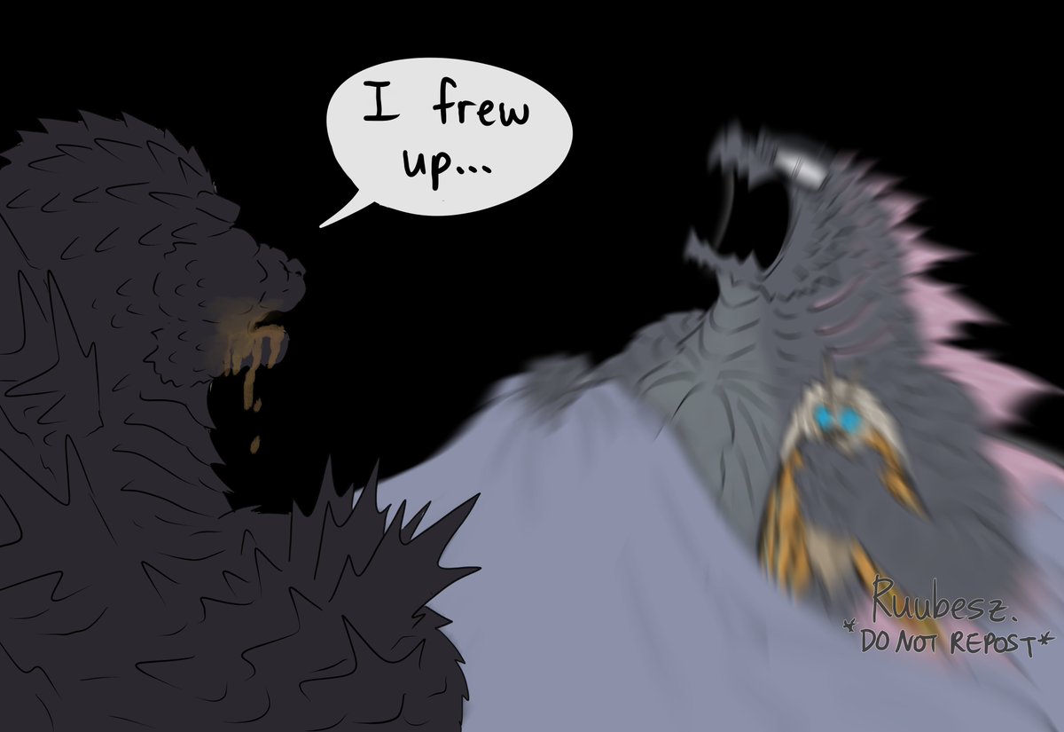 ruubesz's tweet image. Minus sometimes forgets that he's not a smol baby anymore.
(I'm keeping him small in my future comics until the movie releases)
#godzilla