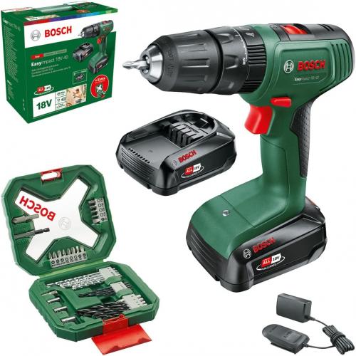 Perceuse-visseuse Bosch à Percussion Sans Fil 18 V-40 (2x Batterie 2,0 Ah) + coffret 24 pièces à 77.33E au lieu de 119E sur Amazon serialdealer.fr/deal-103014.htm #bonplan