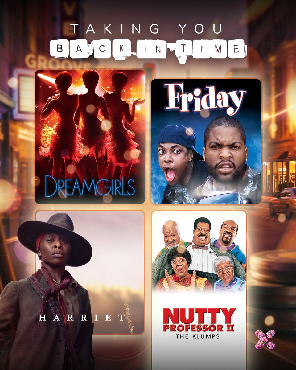 ShowmaxNG's tweet photo. Old school Sundays just hit different 😌✨ Which of these timeless movies are you watching today? #DreamGirls #NuttyProfessor #Harriet https://t.co/fSpb6QnJPj