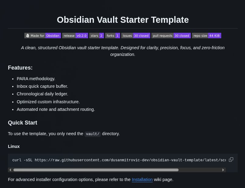 dusanmitrovic98's tweet image. Release v0.2.0 is like a breath of fresh air. 🍃
Finally, getting some real use from this template.
#obsidian