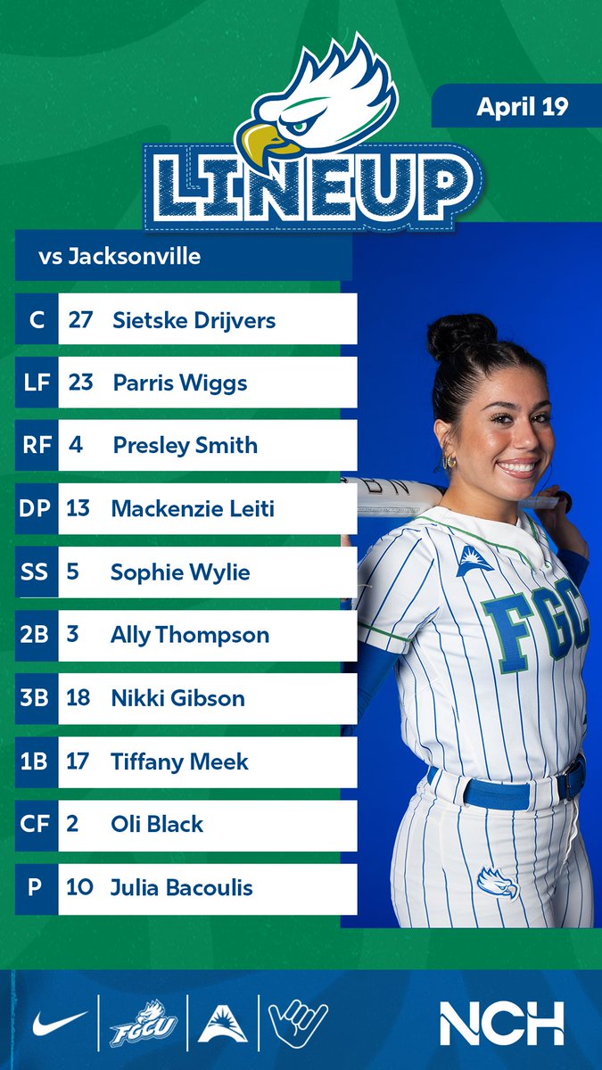 FGCU_Softball's tweet image. Julia back to the circle for the series finale. follow along ⬇️

📺 espn.com/watch/player/_…
📊 stats.statbroadcast.com/broadcast/?id=…

#SOAR // #Team24 // #WingsUp