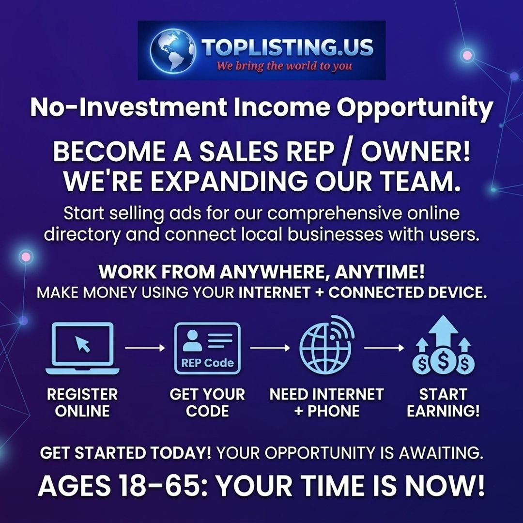 Toplisting2026's tweet image. Start selling ads with no financial investment required and turn your hustle into a serious income opportunity. #WorkFromHome #BusinessOwnership #MakeMoney #EarnMoneyNow #SalesOpportunity #RemoteWork #ToplistingUS