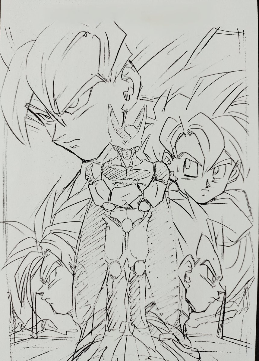 cheer_up0059's tweet image. DBZのジグソーパズルから☆
（他にも様々なグッズになってる、多分）
●左→鉛筆ラフスケッチ
●右→商品化されたもの
#古澤純也 #Furujun #DBZ #90s
#JunyaFurusawa #ドラゴンボール