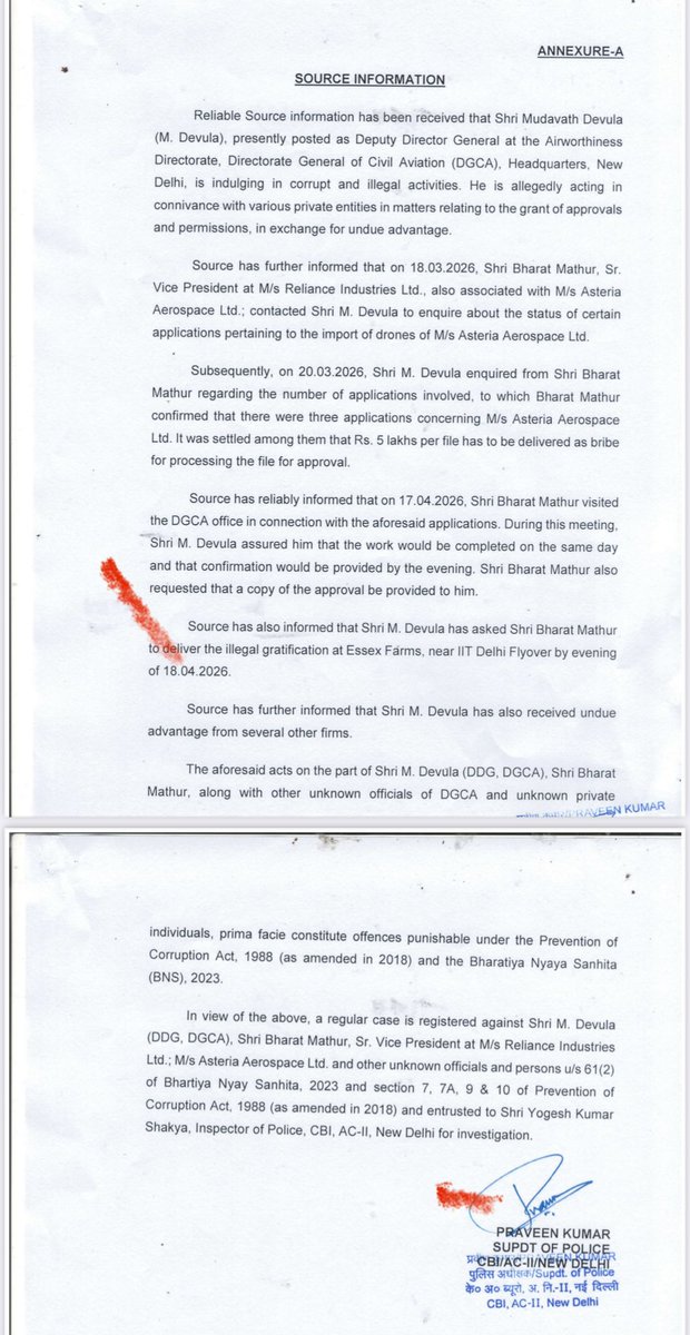 sjlazars's tweet image. Excerpts from the CBI FIR into the @DGCAIndia Deputy Director General who was arrested. 

The executive belongs to a major Mumbai based corporate house. 

@PMOIndia @narendramodi @RamMNK  @samirsinha69 @mohol_murlidhar #aviation #avgeeks @BDUTT @RShivshankar @ShivAroor